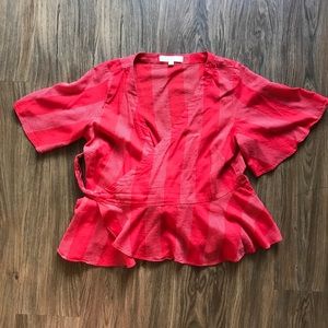 Red Kimono Wrap Top